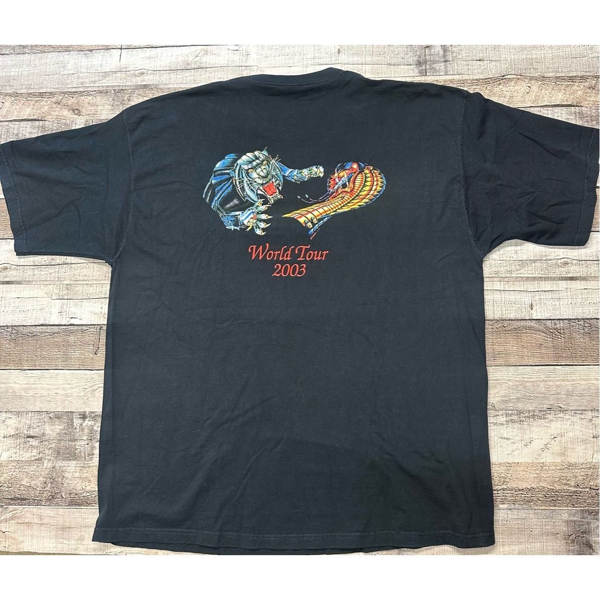 Y2k 2003 Vintage Y&T World Tour Short Sleeve Tiger Snake Graphic Tshirt | 2xl